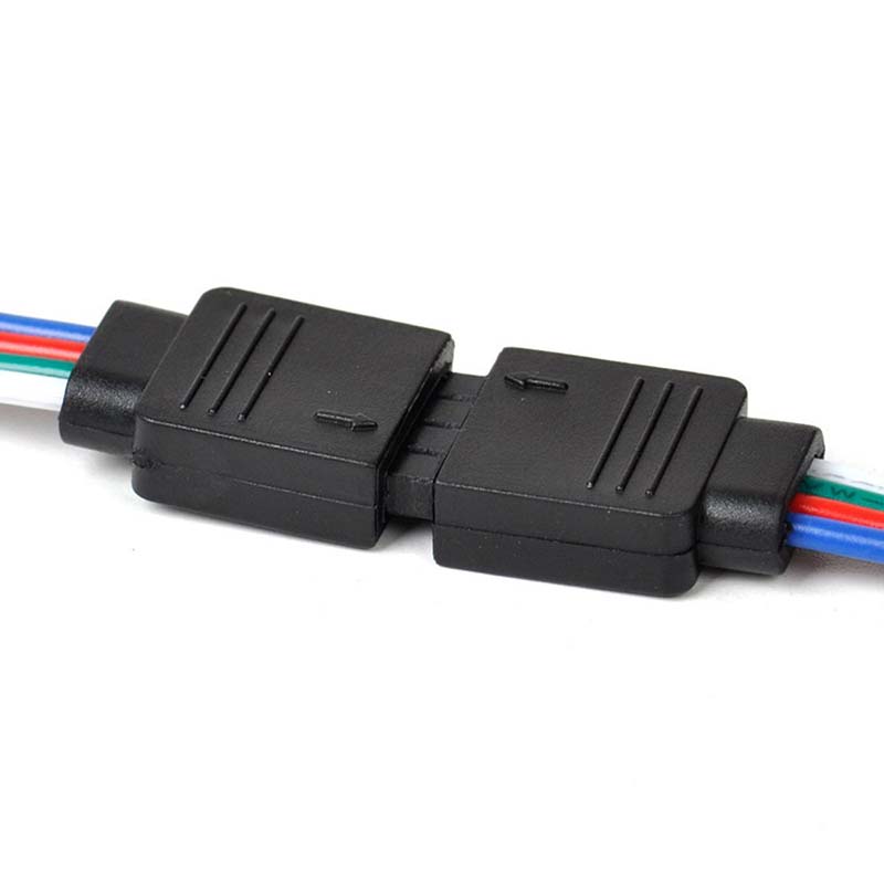 5050 RGB 4 Pin LED Strip Connector, 10mm Strip to Power Adaptor Snap Down 4 Pin Connector for 5050 RGB Flexible LED Strip Lights 5050 RGB 4 Pin LED Strip Connector, 10mm Strip to Power Adaptor Snap Down 4 Pin Connector for 5050 RGB Flexible LED Strip Lights